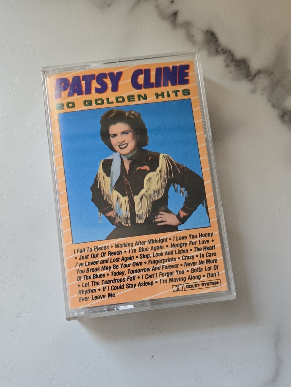 Patsy Cline "20 Golden Hits" Cassette Tape - Orange/Blue Cover